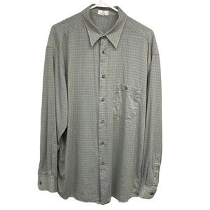 Zanella Shirt XL made in Italy blue grey weave 100% Cotton